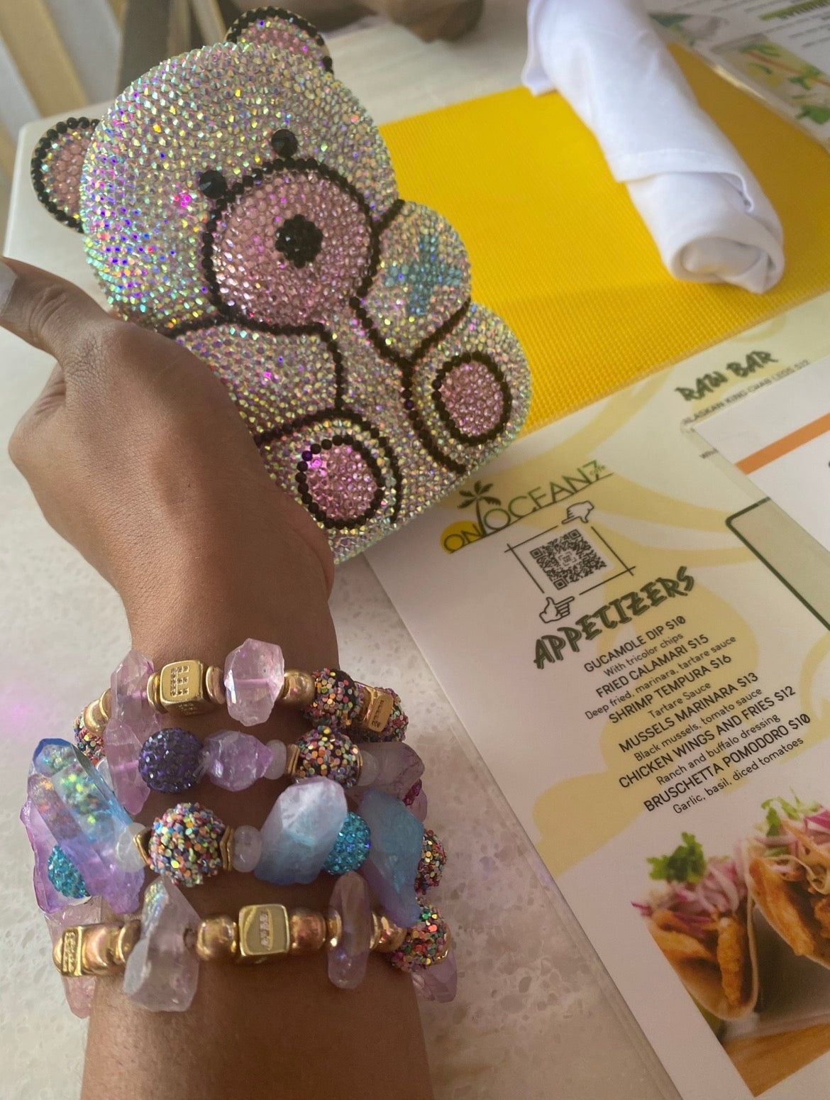 Sugar Rush Teddy Crystal Clutch